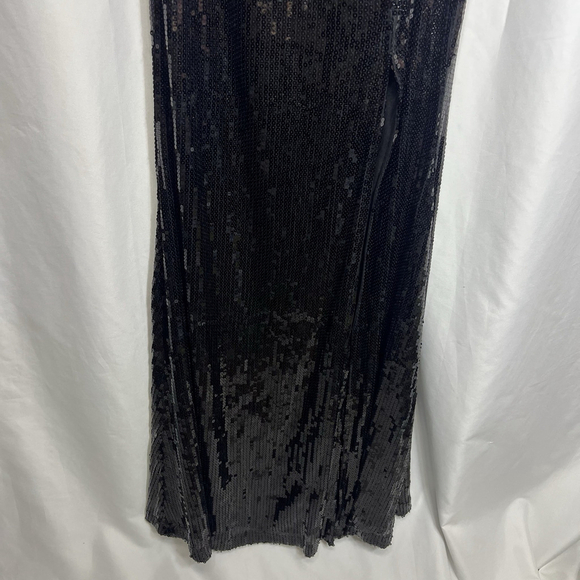Lulus Women’s Pretty Sensational Black Sequin Rosette Halter Maxi Dress Slit L - Picture 4 of 16